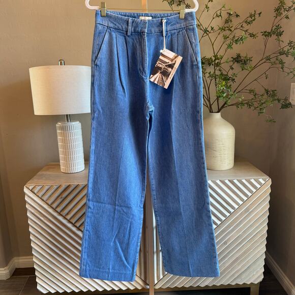 Favorite Daughter The Favorite Pant Seaport Blue Denim Size 26 NWT One of a Kind - Picture 1 of 7